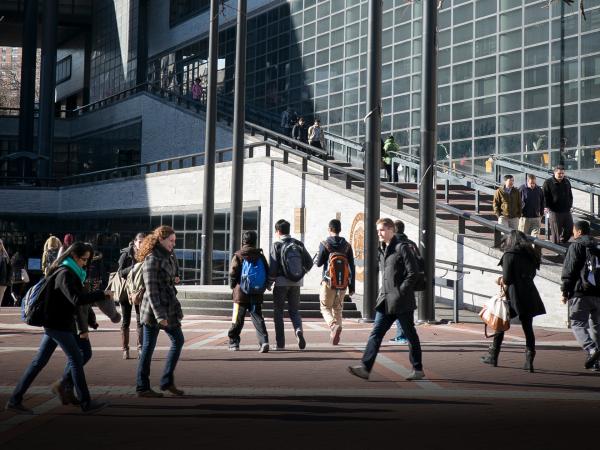 CCNY students walking on campus