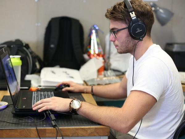 student on computer