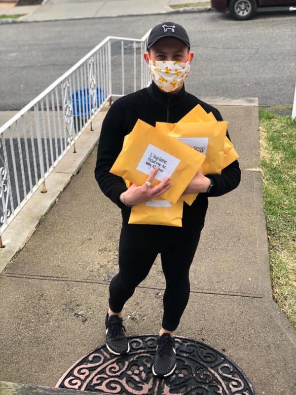 Patrick drops of masks to the post office during his daily run