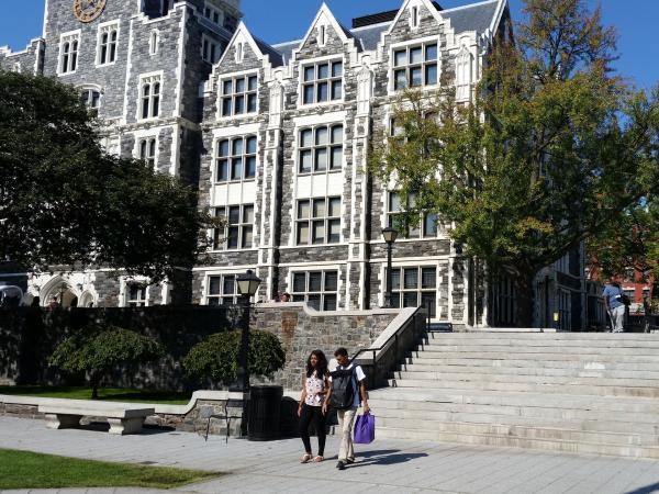 Two students on campus