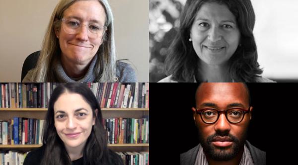 The Graduate Center, CUNY awarded four CCNY faculty BRES Fellowships. Clockwise from bottom left: Susanna Rosenbaum, Kathlene McDonald, Norma Fuentes-Mayorga, and Justin Williams.