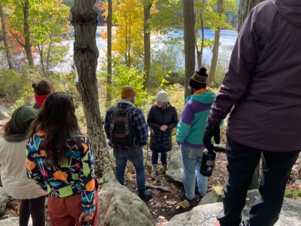 Students in the woods