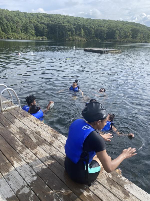 Students in the water