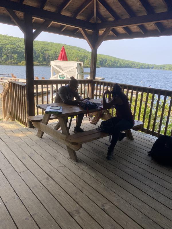 Two students sitting