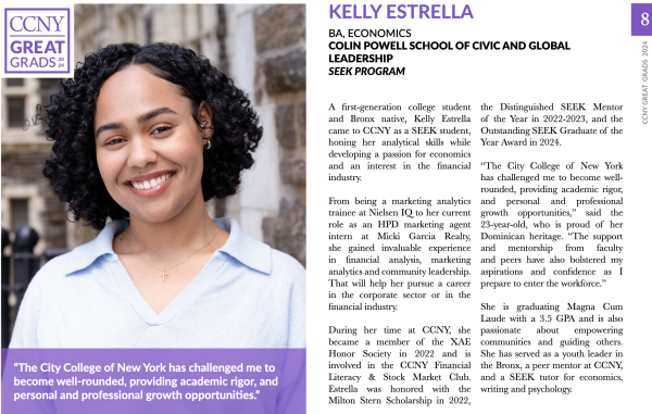 CCNY Great Grads 2024: Kelly Estrella, BA Economics, Colin Powell School for Civic and Global Leadership, SEEK Program