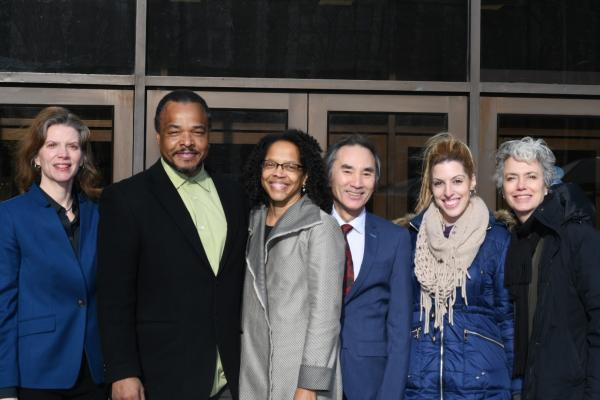 From left: Valerie Rutstein, Grove School Director of Finance & Administration; Associate Dean Ardie Walser; Dean Gilda Barabino; Computer Science Chair Akira Kawaguchi; Martha Hantzandreou, Computer Science Academic Advisor; and Teresa Scala, Special Pro