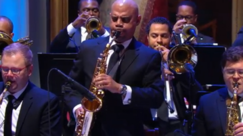 Associate Professor Steve Wilson performing a solo during the Ray Charles Tribue at The White House