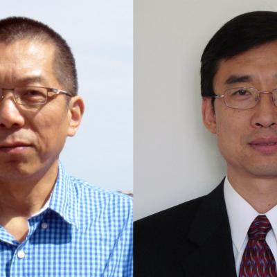 Computer Science faculty Jie Wei [left] and Zhigang Zhu