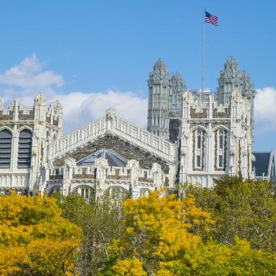 CCNY's Shepard Hall in the fall.