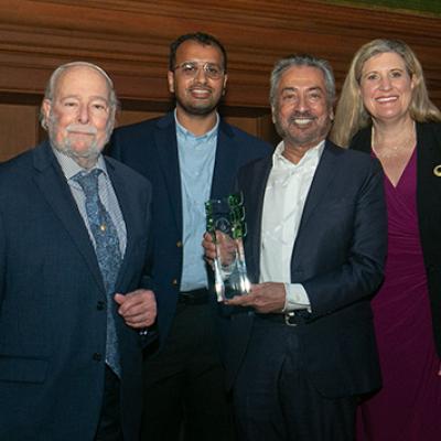 Sanjoy Banerjee, Distinguished Professor of Chemical Engineering at CCNY, holds the Green Chemistry Challenge Academic Award presented to him by the U.S. Environmental Protection Agency 